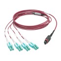 Tripp Lite MTP/MPO to 8xLC Fan-Out Patch Cable, 40 GbE, 40GBASE-SR4, OM4 Plenum-Rated, Push/Pull Tab, Magenta, 1M