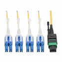 Tripp Lite MTP/MPO (APC) to 8xLC (UPC) Singlemode Breakout Patch Cable, 40/100 GbE, QSFP+ 40GBASE-PLR4, Plenum, Yellow, 1 m